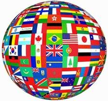 Flags on globe picture