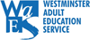 Westminster Adult Education Service logo - blue on white