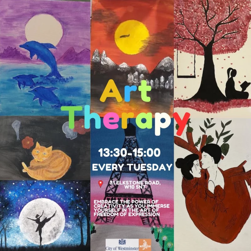 Art Therapy 13:30 - 15:00 pm Every Tuesday Embrace the power of your creativity as you immerse yourself in the art of Freedom of Expression City of Westminster Hurdles2hoops